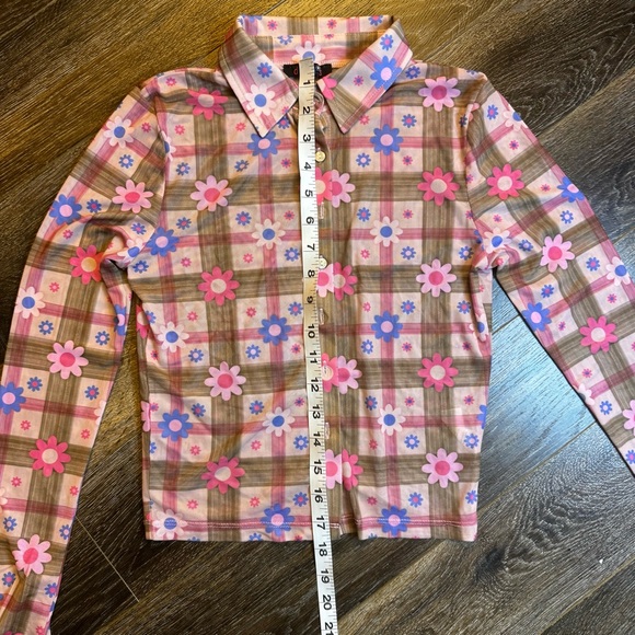 Delia’s by Dolls Kill Floral Plaid Women's blouse - Picture 6 of 7